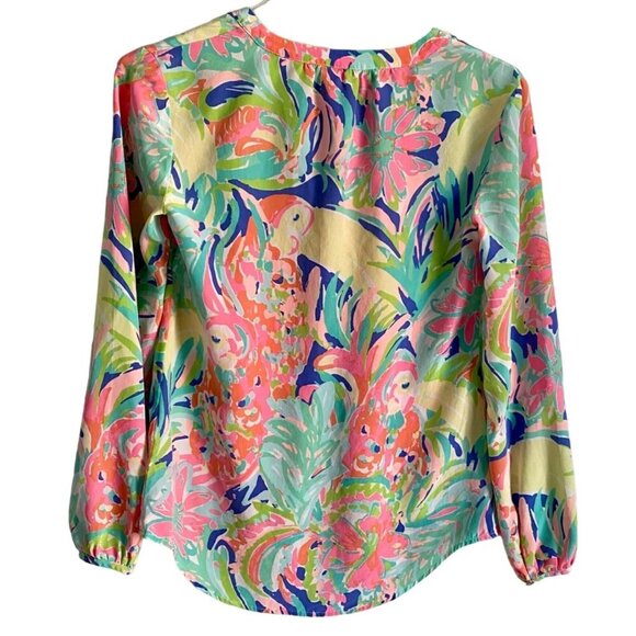 Lilly Pulitzer Colorful Long Sleeve Silk Women's XS - Picture 7 of 13